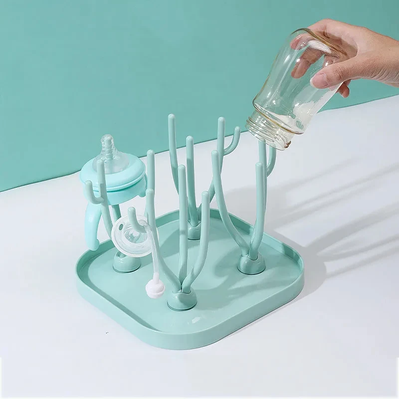 ขวดนมDrying Rack Feedingถ้วยผู้ถือที่ถอดออกได้รูปทรงต้นไม้RackทําความสะอาดPacifiersและอุปกรณ์เสริมชั้นวางของ