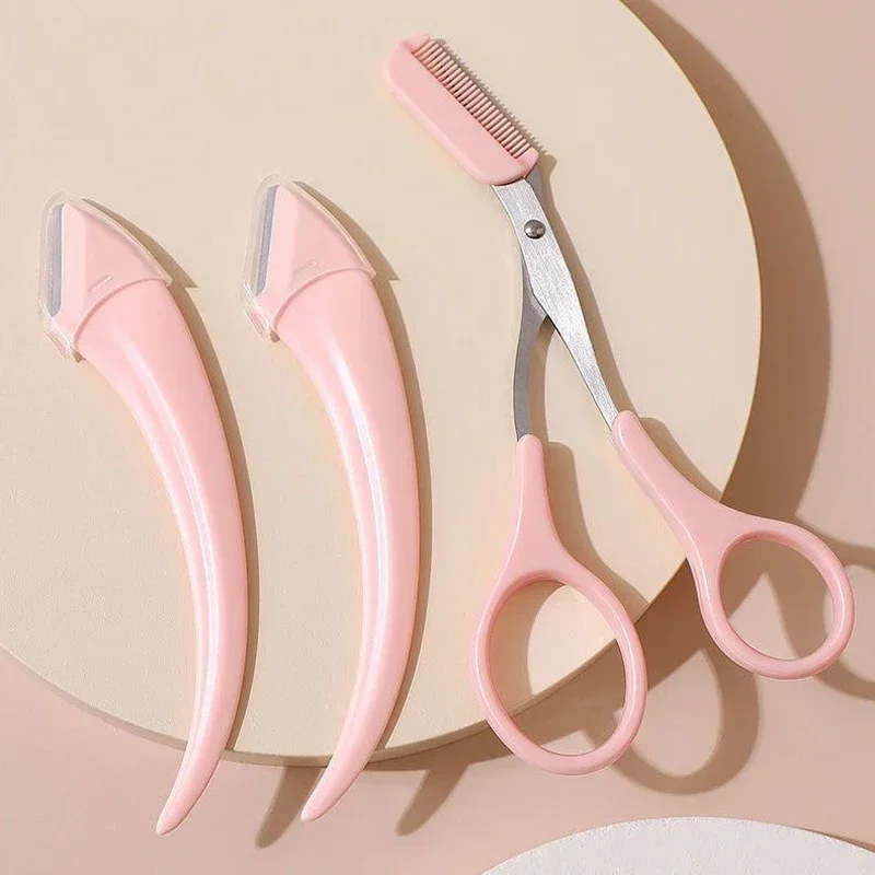 1/2/3 Stuks Wenkbrauw Trimmen Mes Wenkbrauw Gezicht Scheermes Voor Vrouwen Wenkbrauw Schaar Met Kam Brow trimmer Schraper Gemakkelijk Te Gebruiken