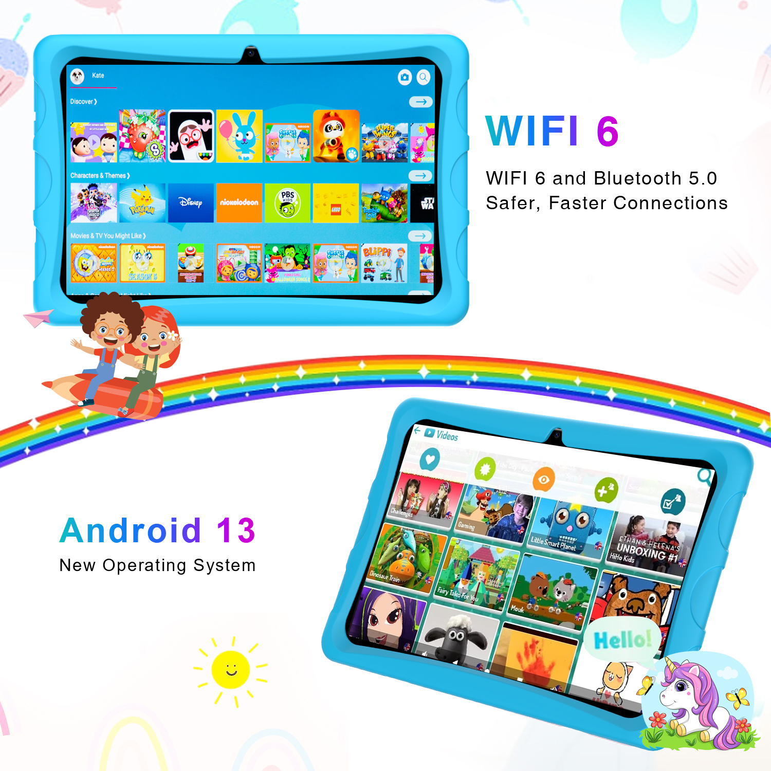 DOOGEE U10KID Tablet für Kinder 10.1 Tablet 9 GB + 128 GB (bis zu 1 TB) Android Tablet 13 Touch HD Widevine L1 TÜV 5060 mAh