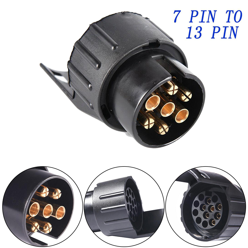Trailer Connector Plug Adapter, 7 Pin Para 13 Pin, 12V Towbar Towbar Towbar, Plugues impermeáveis, Adaptador de soquete