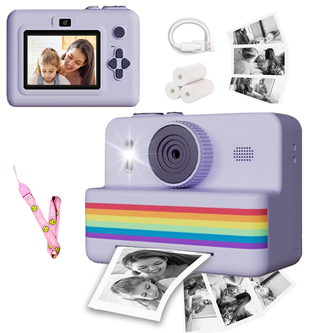 Câmera de impressora insant para fotografia mini impressora portátil térmica impressão instantânea foto câmera digital 2.8 polegada hd vídeo brinquedo presente
