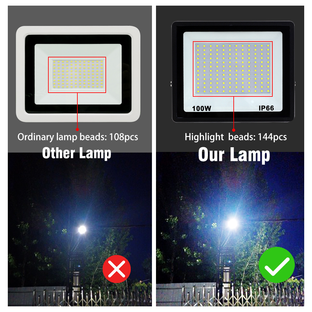 High Brightness LED Floodlight Luz de inundação à prova d'água para jardim e rua, Iluminação exterior, IP66, 100W, 200W, 300W