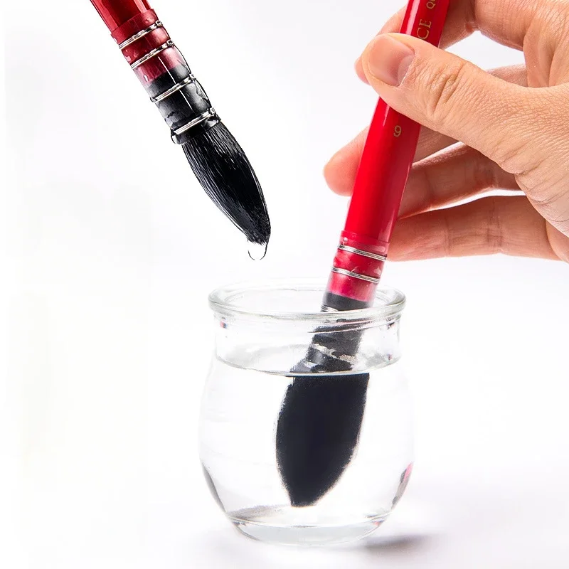 1pc Professional Wood Handle Watercolor Paint Brushes with Red Round Squirrel Hair Tip for Painting Writing
