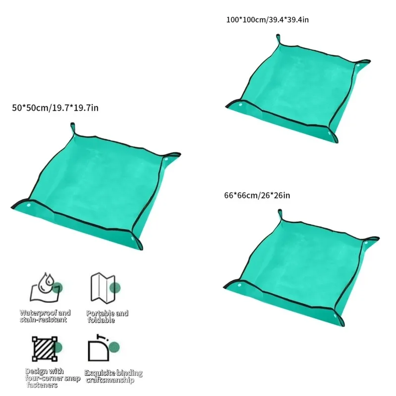 Estera de jardinería, almohadilla cuadrada para plantas, impermeable para trasplante de macetas, estera para macetas, lona antisuciedad plegable para repottamiento de jardín