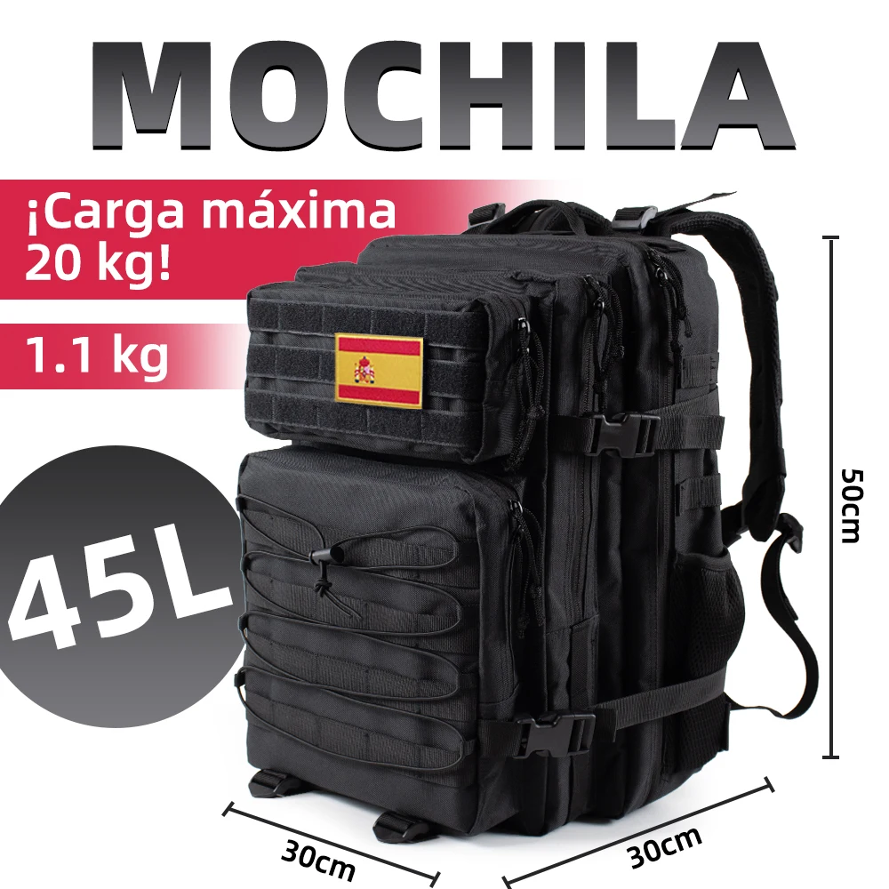 Huntingactical Mochilas ao ar livre para esportes, acampamento, caminhadas duráveis - OutdHikingMountaineering Bag45L