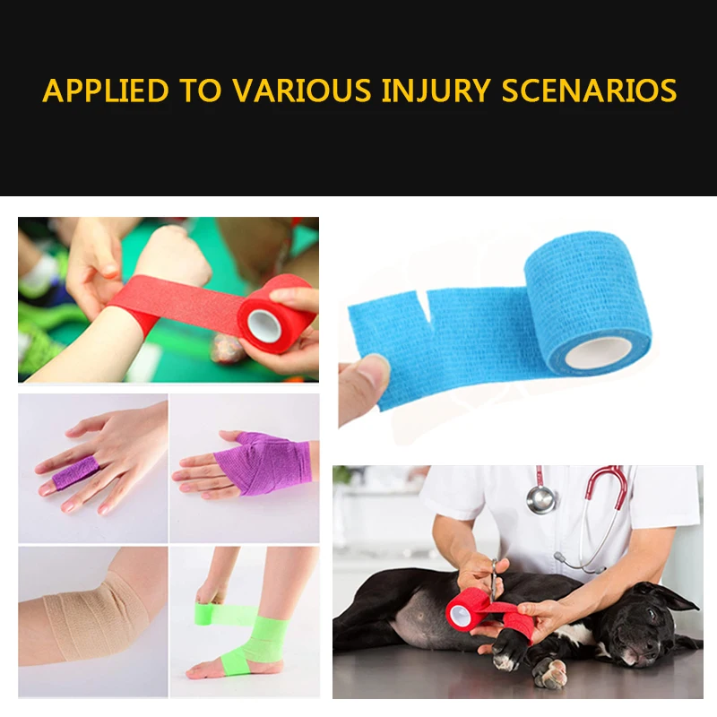 Bandagem auto-adesiva para esportes, bandagem elástica, forte, elástica, para pulso, estiramento, atlético, 1 parte