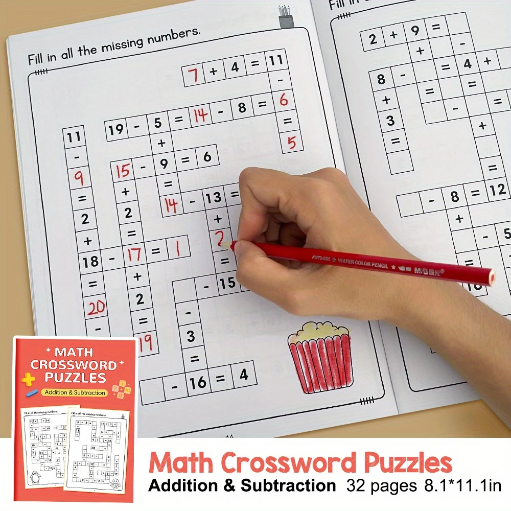 Cuaderno de ejercicios de matemáticas para niños: suma, resta, multiplicación, división con teclas de respuesta, juegos de pensamiento para aula escolar en casa