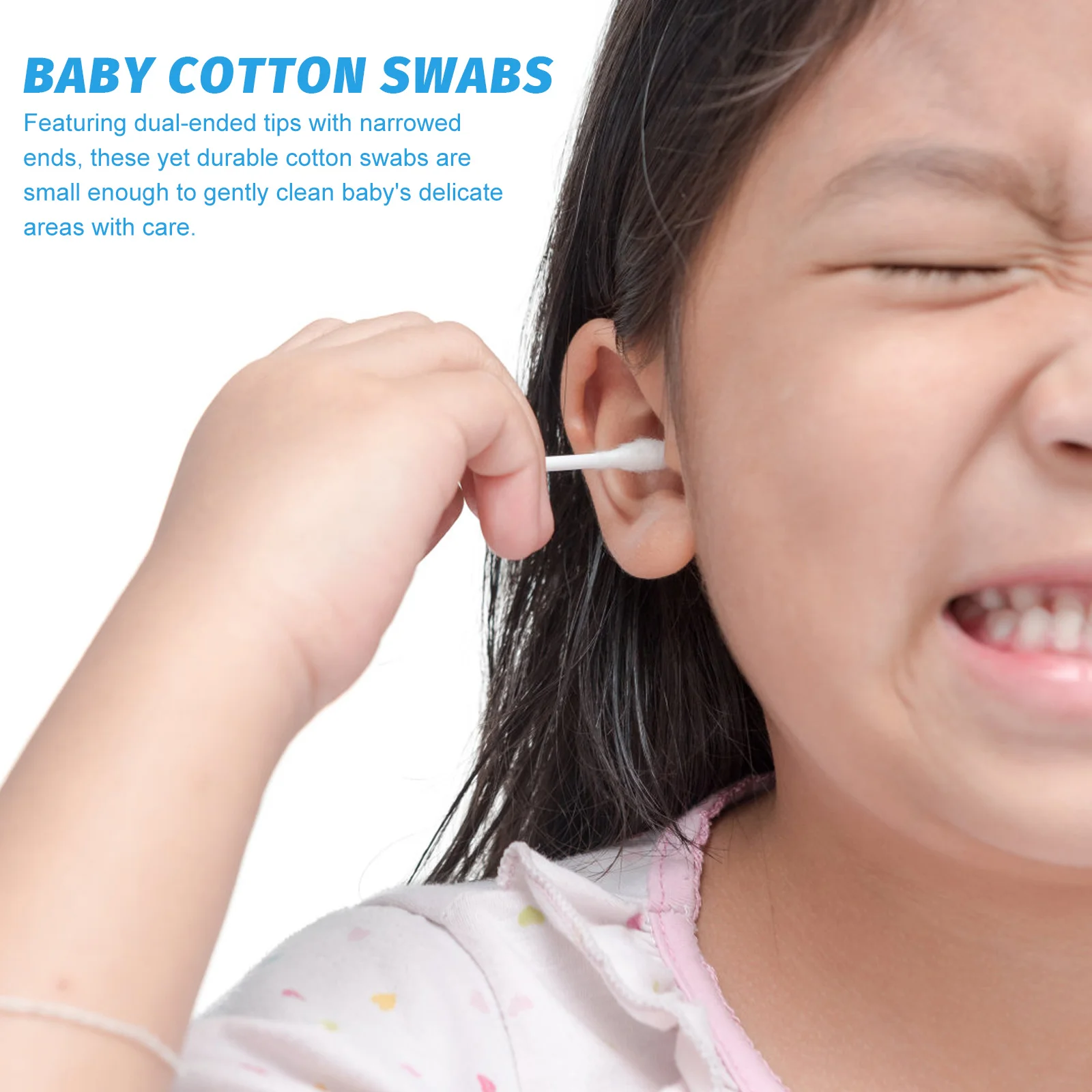  400 PCS/2 Baby Swabs Ear Cleaning Sticks Nose Cotton Pointed Reusable Thin Shaft Toddler
