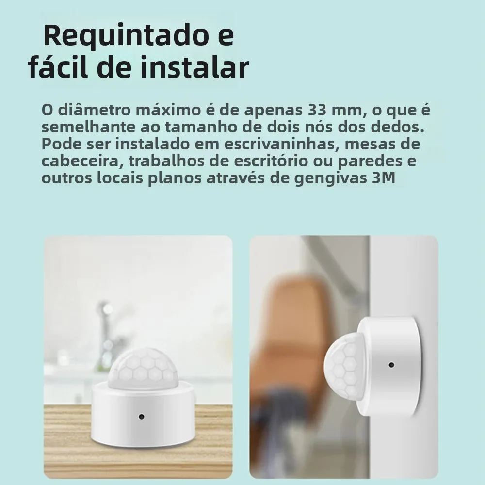 Haozee 2 em 1 Zigbee Mini PIR Detector de movimento + Luz Lux brilhante Sensor de alarme contra roubo de segurança infravermelha passiva
