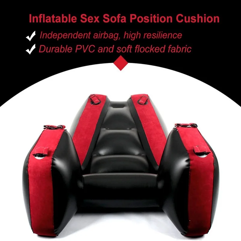 Divano gonfiabile con cuscino per bondage a gamba aperta BDSM con kit di polsini Mobili per coppia Sedia di supporto per posizione più profonda Notte esotica