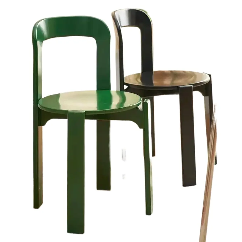 Nordic ไม้เก้าอี้รับประทานอาหาร STACKABLE ในครัวเรือนที่นั่งหรูหราสีเก้าอี้ร้านอาหารขนาดกะทัดรัด Modern Design