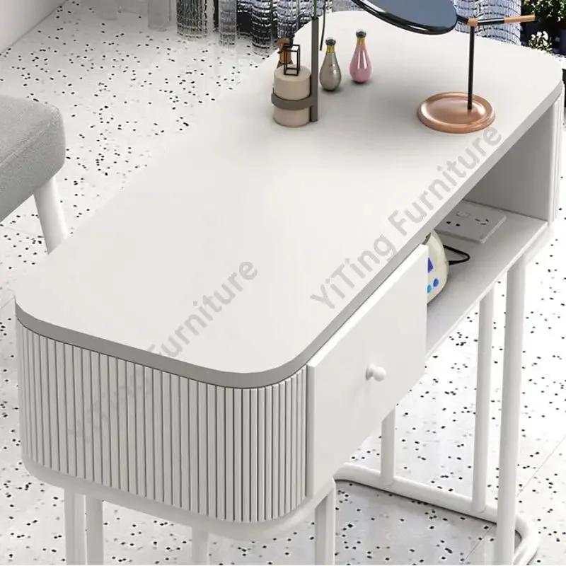 Nordic Modern Cream Style Nail Tables Professional Aesthetictable Manicure Table Dressing Mesa Manicura Salon Furniture KMNT