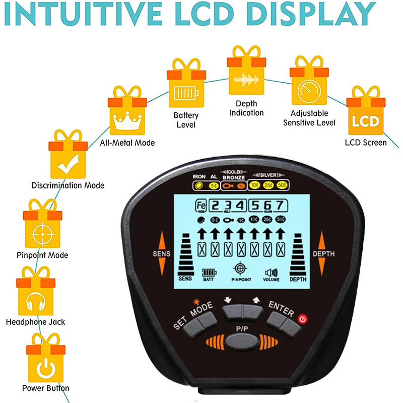 Détecteur de Métaux MD830 EDF en Profondeur de 2m, Scanner de Recherche, Haute Précision, Or, Poignées, Pinpointer