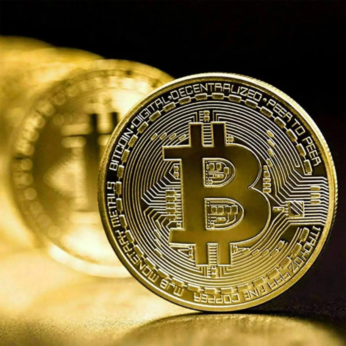 Moneda coleccionable de Bitcoin chapada en oro, regalo de arte conmemorativo de metal físico BTC Casascius, moneda criptográfica de broca de imitación antigua