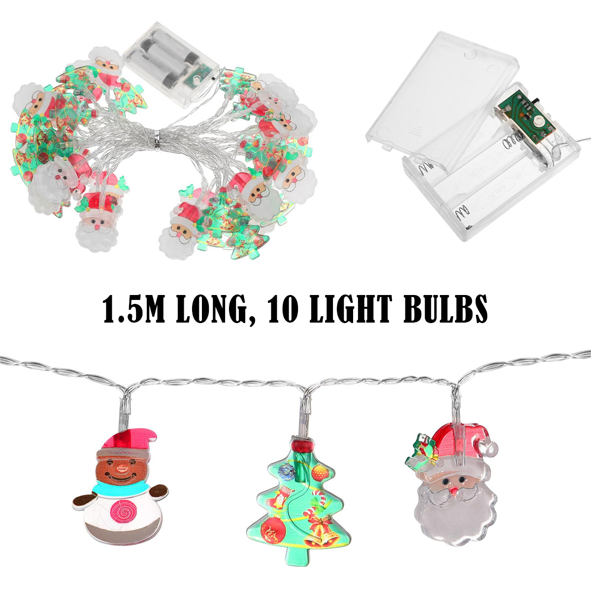1.5M Weihnachten LED String Lights Garten Fee Home Weihnachtslicht Batterie Pfahl angetriebene Vorhang Lampen Schneemänner Santa Tree Strings für