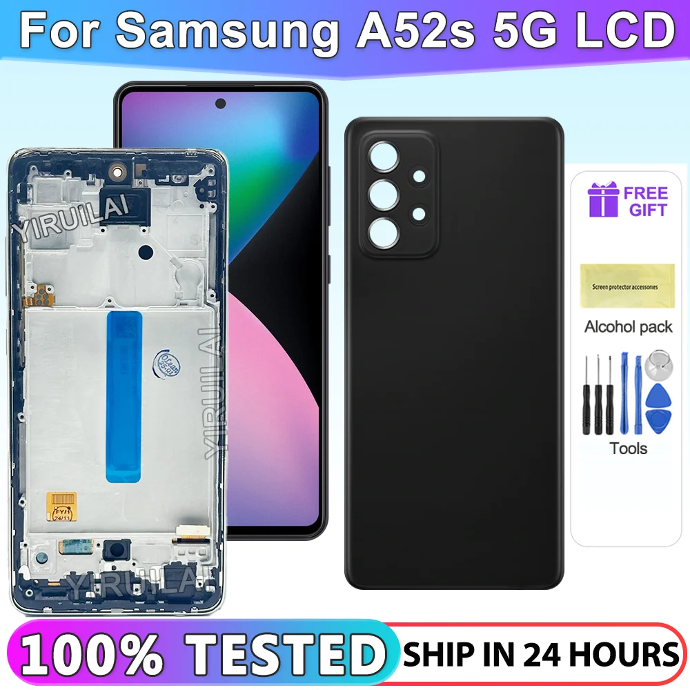 6,5 "LCD para piezas de repuesto de pantalla Samsung A52S 5G, para Samsung A52s A528 A528N SM-A528B pantalla LCD Digitalizador de pantalla táctil