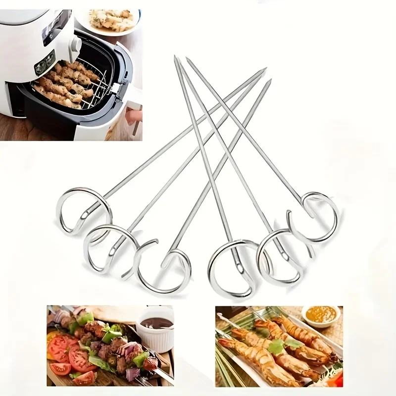 10 Stück Luftfritteuse-Ofen, vertikaler Grill, Spießgrill, universelles Zubehör, spezielle Backnadel aus Edelstahl 304 in Lebensmittelqualität