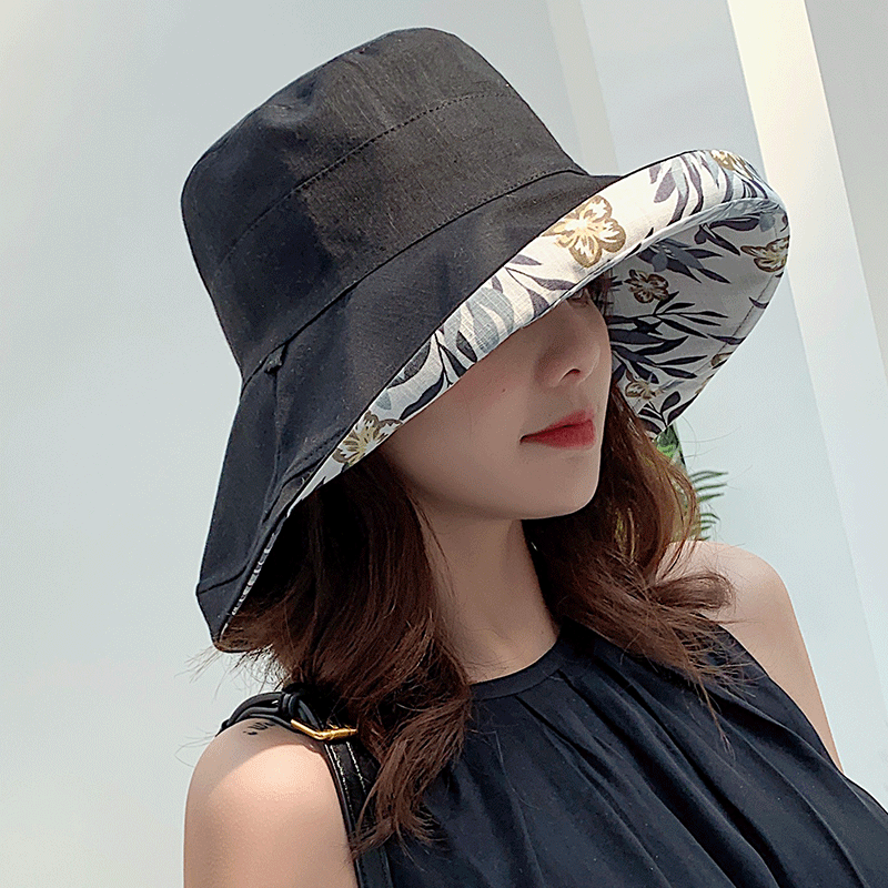 2023 Women's Hat Bucket hat Panamanian Women  Four Seasons Fisherman Hat Big Brim Hat Double-Sided Fisherman Hat Sun Visor C