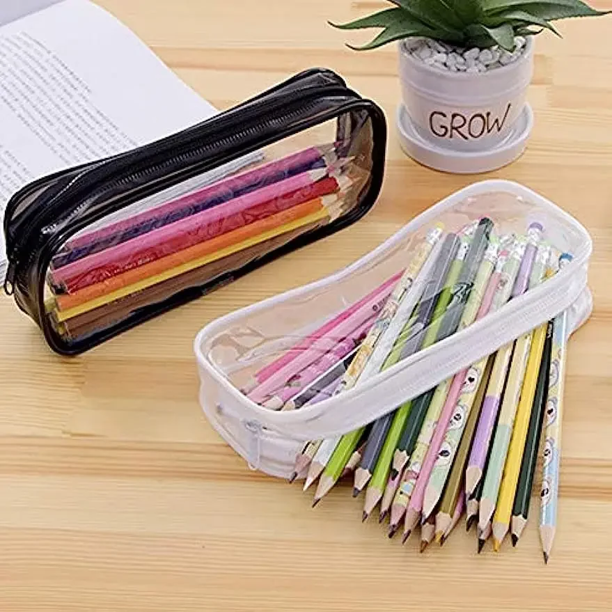 Kawaii Transparentes Federmäppchen, großes Fassungsvermögen, wasserdichte Stiftbox für Mädchen, Kosmetiktasche, Schreibwaren, Büro, Schulbedarf