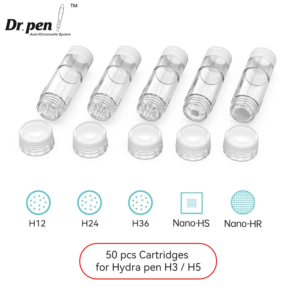 50 PCS Hello Face H3 ตลับหมึก Derma แสตมป์เข็มสําหรับปากกา Hydra H3/H5 สนับสนุน 3ML เซรั่มเข็มปรับความยาว 12 PIN