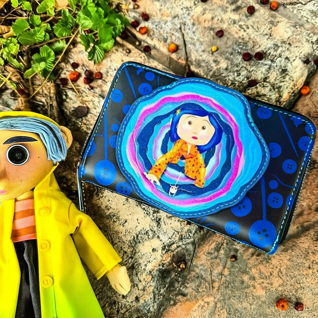 Модный кошелек Loungefly Coraline на молнии, женские длинные кошельки, сумки, кошелек для монет, держатель для карт, кошелек из искусственной кожи