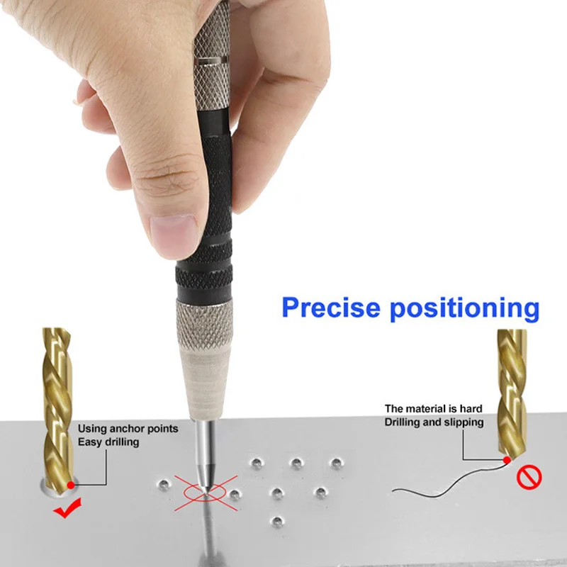 Perforadora automática central para carpintería, taladro de Metal General, herramientas manuales con resorte ajustable, 1/2 ud.