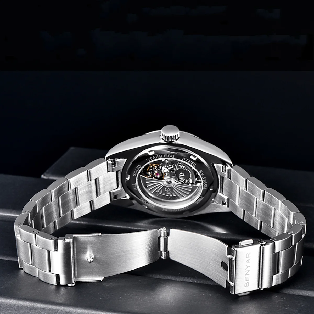 BENYAR Nieuw luxe automatisch horloge 10Bar waterdicht roestvrij staal heren mechanische horloges sportduikhorloge voor heren