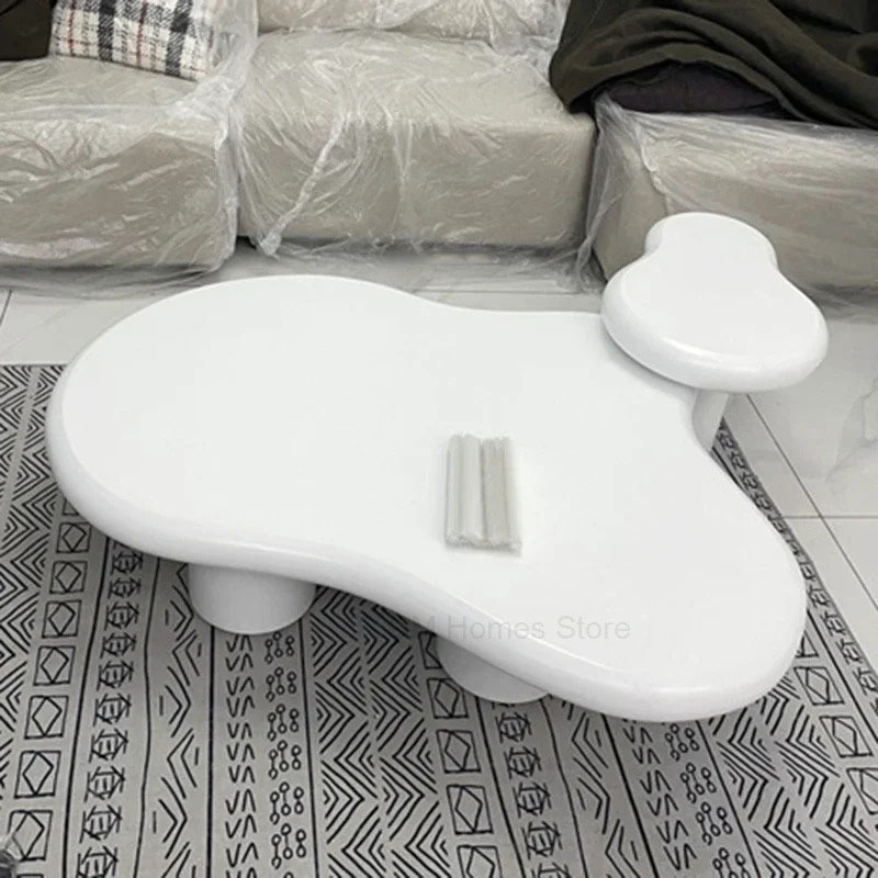 Mesas de cafetería modernas para sala de estar, muebles de cafetería, mesa de centro blanca Irregular, serie crema creativa, mesas de centro grandes de lujo