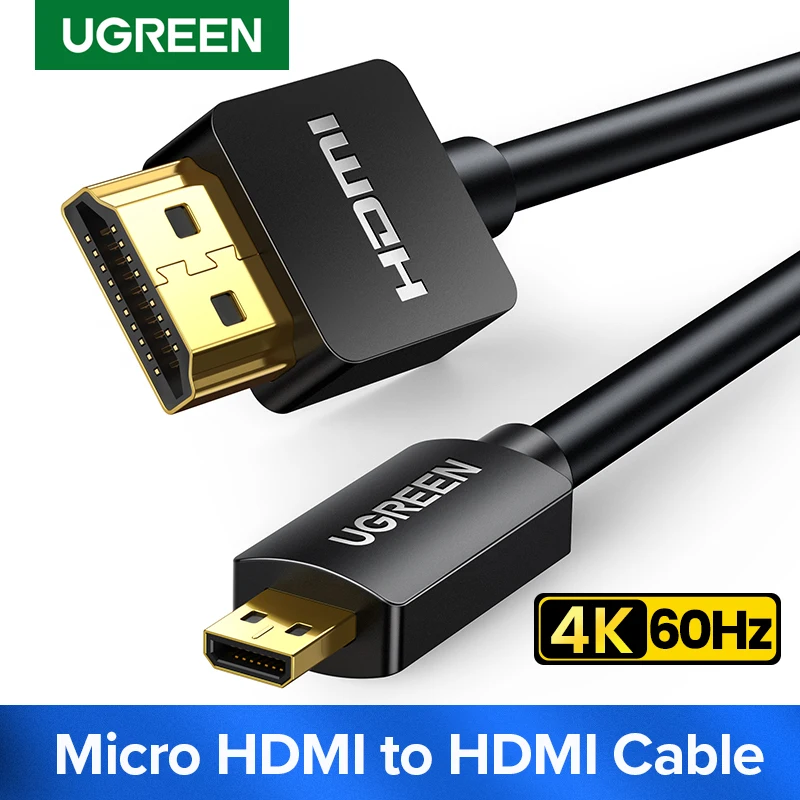 Ugreen-Cable Micro HDMI 4K/60Hz, accesorio con efecto 3D, Mini HDMI a HDMI, macho a macho, para proyector GoPro Sony, 1m, 1,5 m, 2m, 3m