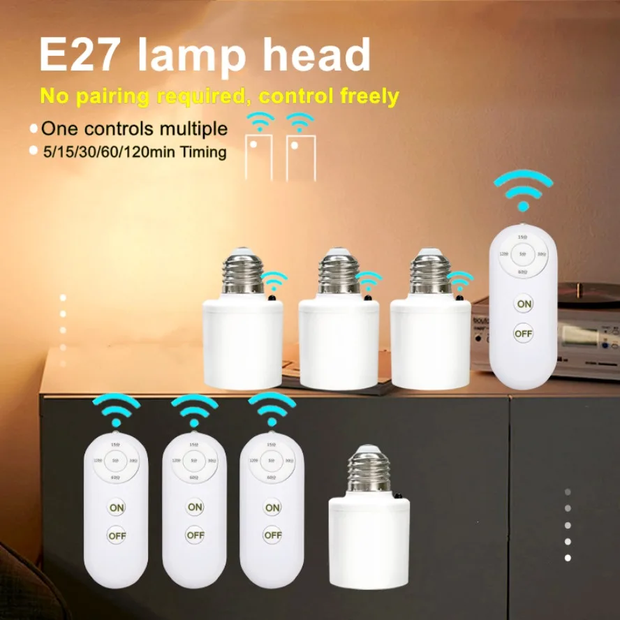Múltiples controles E27 Control remoto inalámbrico temporizador inteligente interruptor portalámparas 220V interruptor de luz múltiple interruptor de dormitorio de habitación de bebé