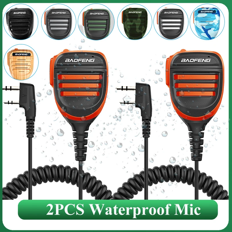 2 uds Baofeng Walkie Talkie altavoz micrófono PTT impermeable para UV-5RH DM-1701 UV-17 UV-K5 UV-K6 UV18 Pro accesorios de Radio