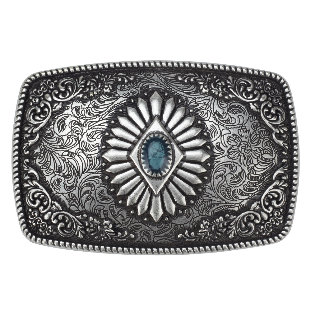 Versilberte Gürtels chnalle westlichen Retro-Stil Palast Muster Edelsteine und Adler