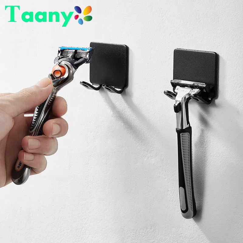 Soporte para maquinilla de afeitar espacial de aluminio para hombre, gancho de almacenamiento para afeitadora, estante de pared, estante para maquinilla de afeitar, gancho multiusos para baño y cocina