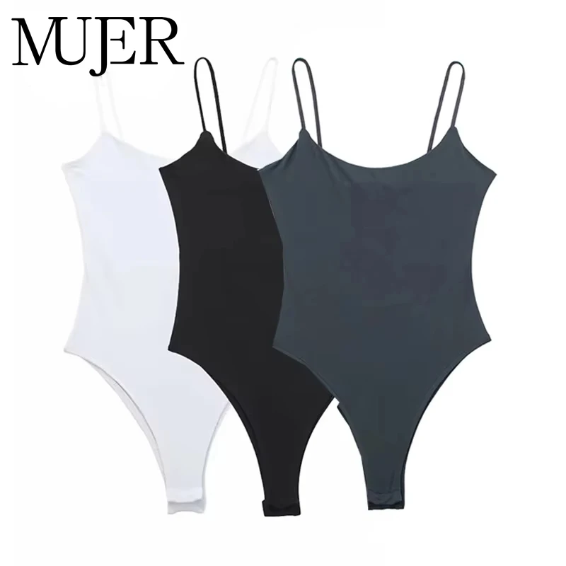 MUJER Bianco Nero Corpo Donna Senza Maniche Body Stretto Lingerie Donna Sexy Body Aderente Backless Body Donna Estate Top