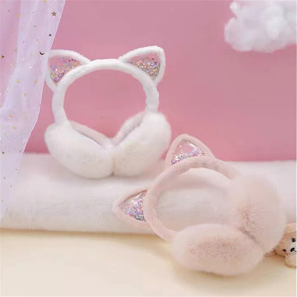 Orejeras de animales suaves y cálidas para niños y niñas, calentadores de orejas de gato plegables, cubiertas de oreja de forro polar peludo, Invierno