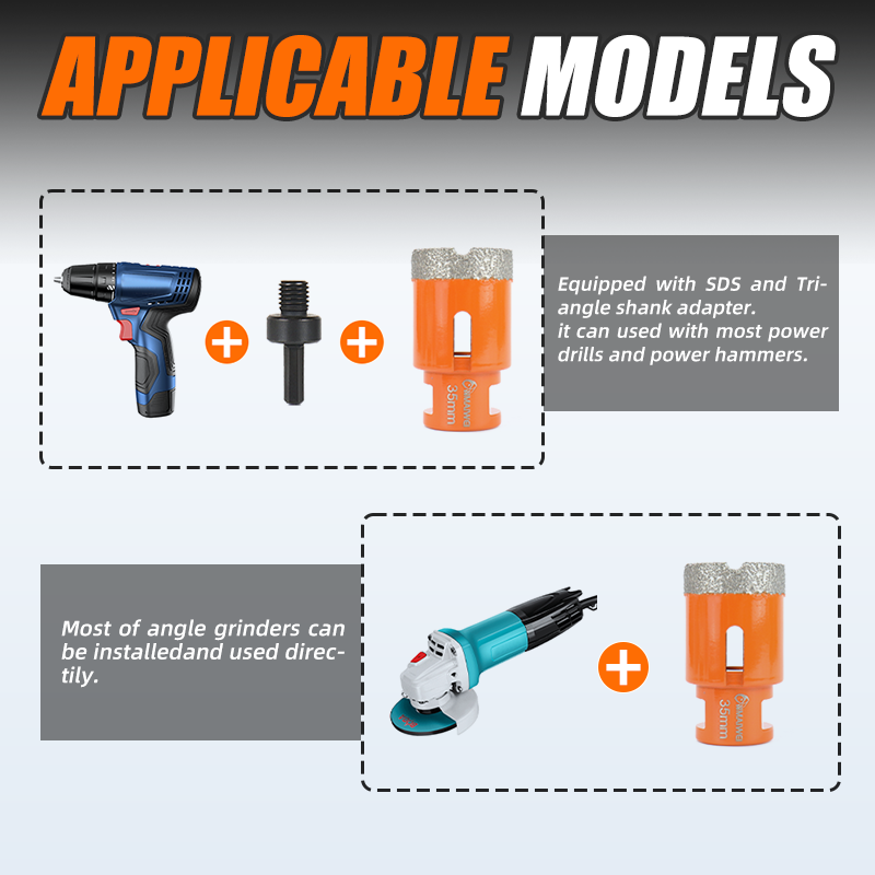Broca seca com núcleo soldado de diamante, 1 peça, 6-100mm para telhas de porcelana, mármore, vidro, granito, copo, cortador de serra, acessórios de corte