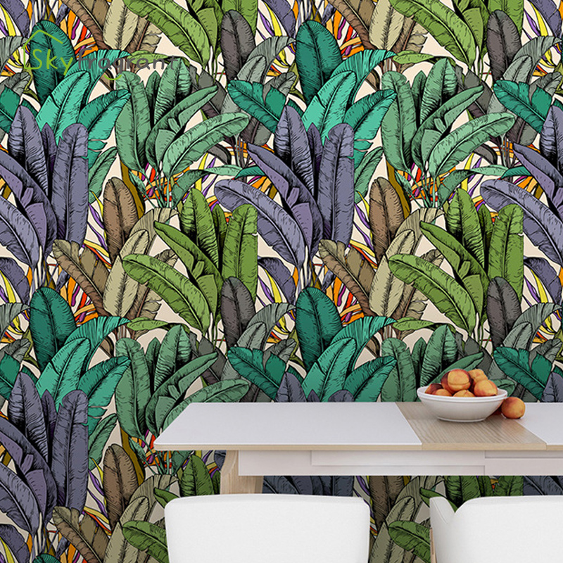 Papéis de parede autoadesivos com plantas verdes e flores, para parede em rolo, decoração de casa, sala de estar, fundo de parede, adesivos sem costura