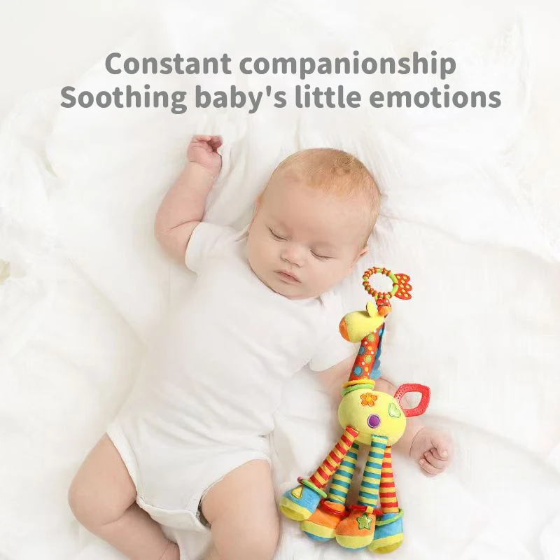 New Soft Giraffe Zebra Animal Handbells Rattles Mobile Plush Giraffe Toys Infant Development Handle Toys Baby Giraffe Rattle Toy