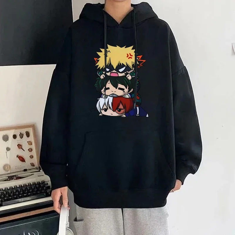 Sudaderas con capucha de dibujos animados de My Hero Academia Anime Deku Bakugou Katsuki Todoroki Shoto Sudadera con capucha estampada Otoño Invierno Jersey con capucha