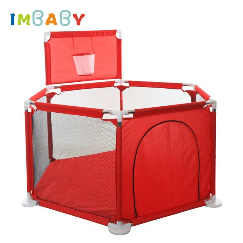 Parc de jeu hexagonal pour enfants, aire de jeux intérieure pour nourrissons, clôture pour bébés en bas âge, couleur rouge, garde-corps de sécurité sans balle
