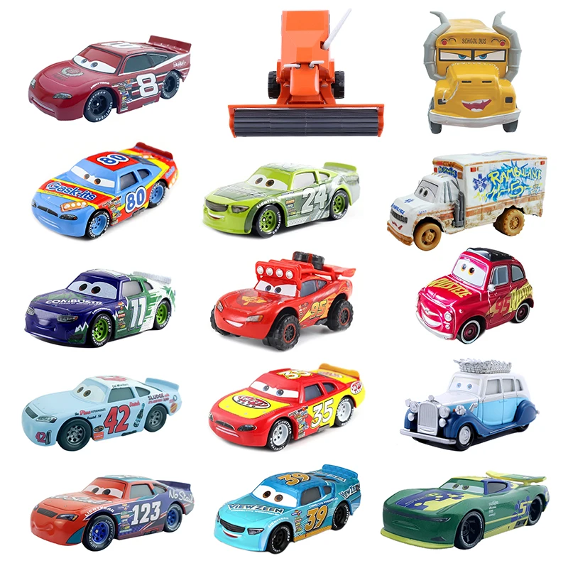 Disney Pixar Metal Car Lightning McQueen Racing Ramirez Frank Queen Damage Miss Fritter Die Cast Collection Mini Racer 2 3 Spielzeug