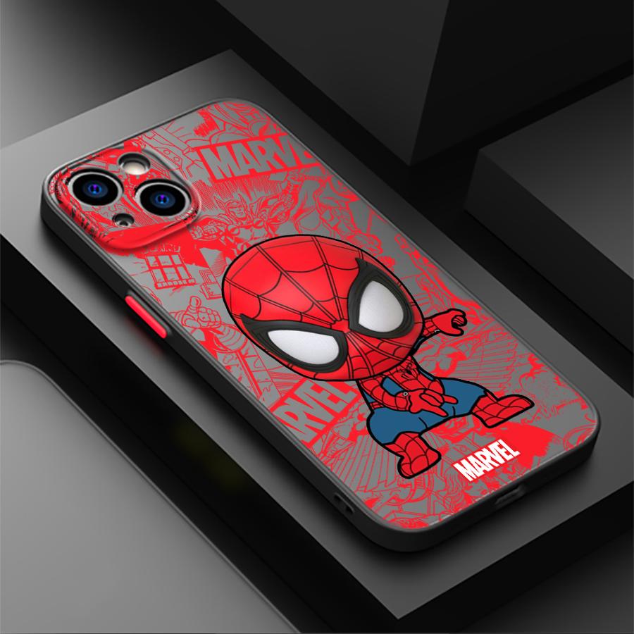 Funda de teléfono Marvel Cute Spider Man Groot para iPhone 16 Pro 11 12 Mini 13 14 Pro 15 Pro Max 7 8 Plus XR XS MAX funda suave negra
