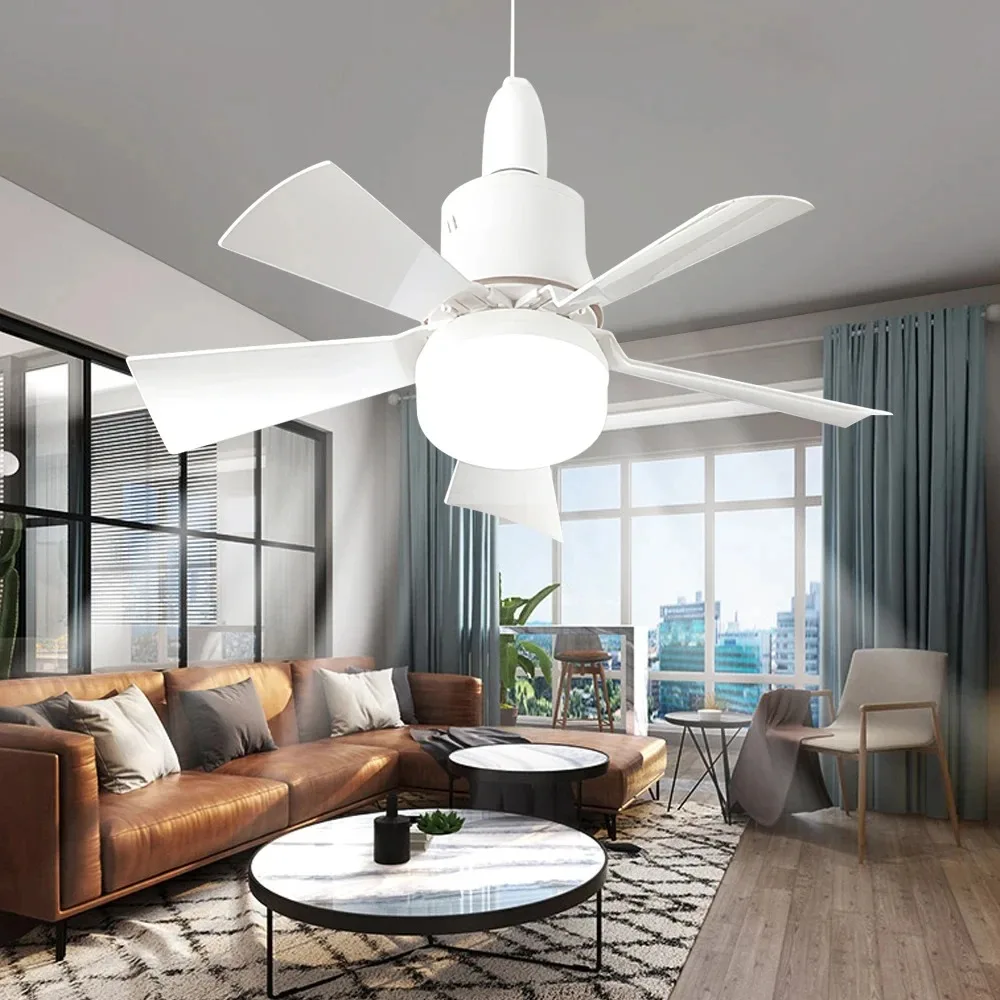 Ventilador de techo LED con luz Control remoto regulable 30W E27 Base ventiladores inalámbricos inteligentes modernos iluminación para dormitorio y sala de estar