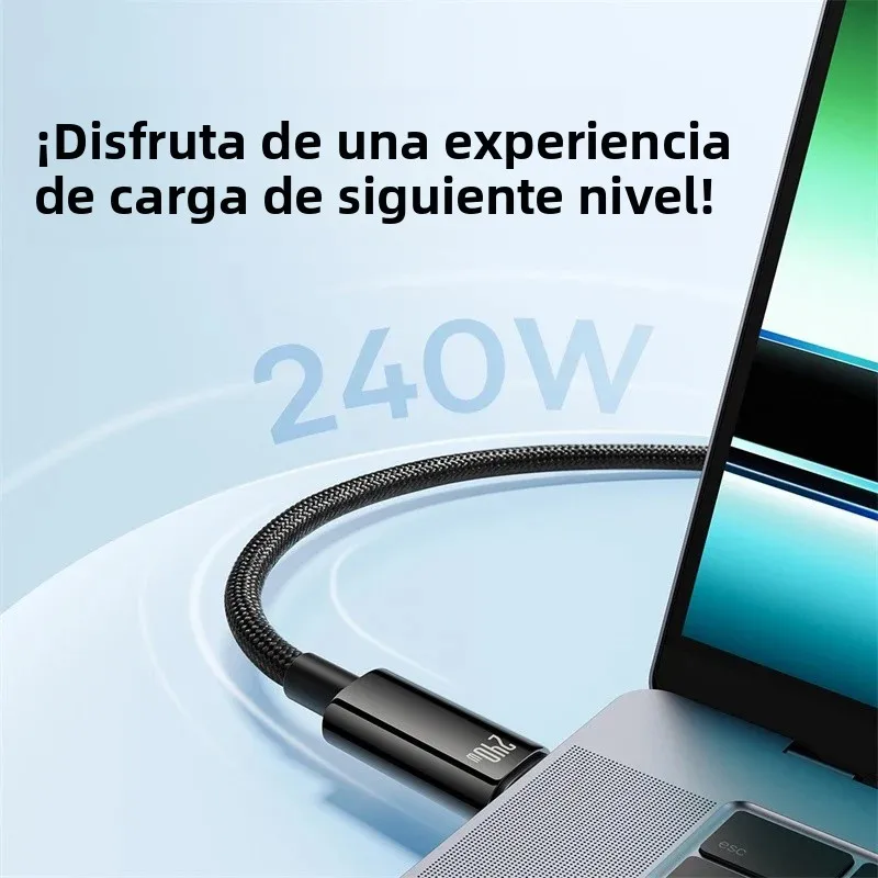 Cable Baseus USB C de 240W para iPhone 17 16 15 Plus Pro Max supercarga para Macbook cargador rápido Cable tipo C para xiaomi Samsung