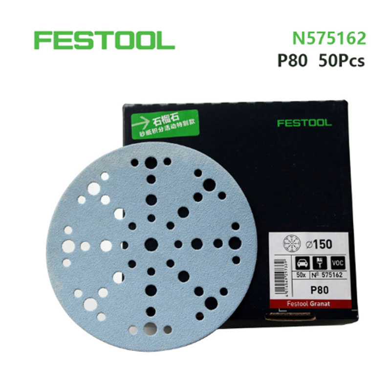 Lixa seca alemã original festool granada 6 "48 poços disco lixa p80 p120 p180 p240 p320 p400 p500 mesa 150m