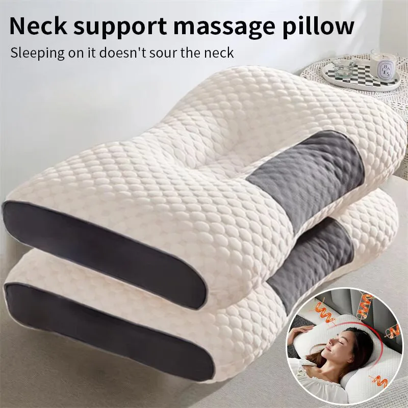 Almohada para el cuello que ayuda a dormir y protege el cuello, almohada ortopédica para el hogar de fibra de soja para SPA, almohada de masaje para dormir, nuevo