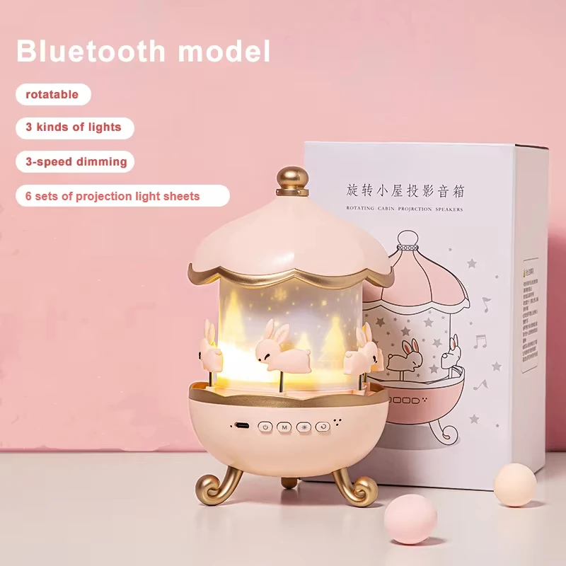 Proyección de cielo estrellado, luz nocturna pequeña, carrusel, caballo, Control remoto, Audio Bluetooth, bonitos regalos creativos de cumpleaños, lámparas de noche