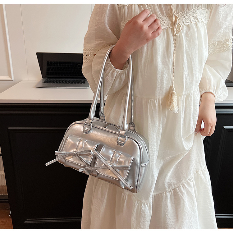 Bolso Baguette De moda para Mujer, bandolera De hombro con lazo De especias, Bolso De mano