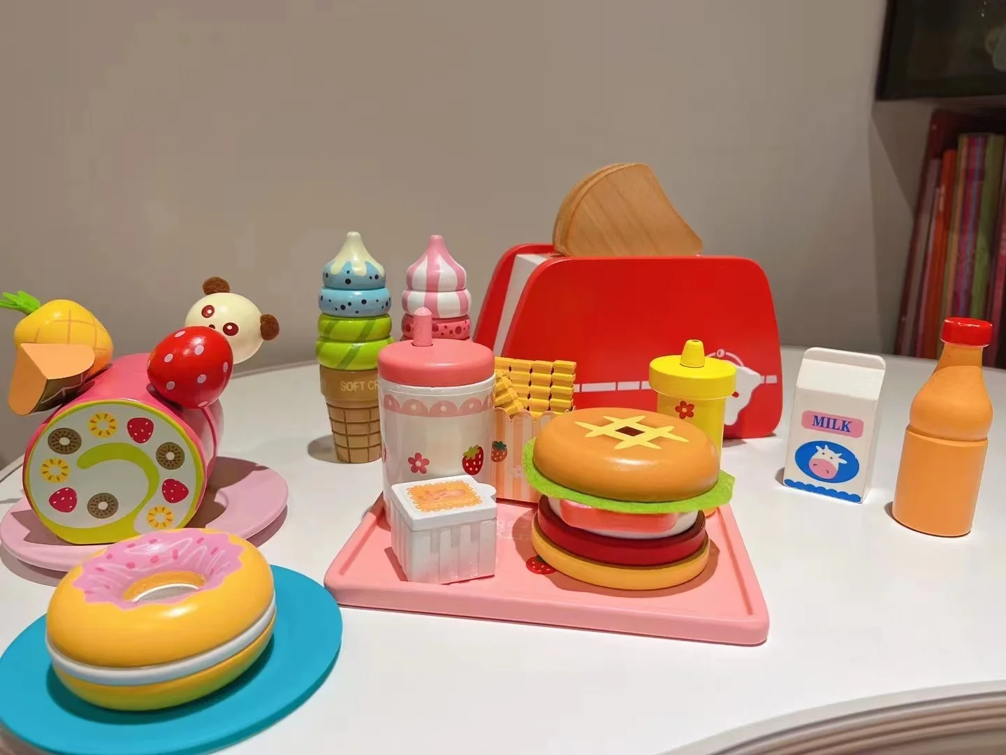 1 Máy Tính Ăn Sáng Mô Phỏng Thực Phẩm Đồ Chơi Giả Vờ Chơi Game Tặng Hamburger Nóng Chấm Bi Gỗ Đồ Chơi Cho Trẻ Nhà Chơi Đầu học Tập Educ