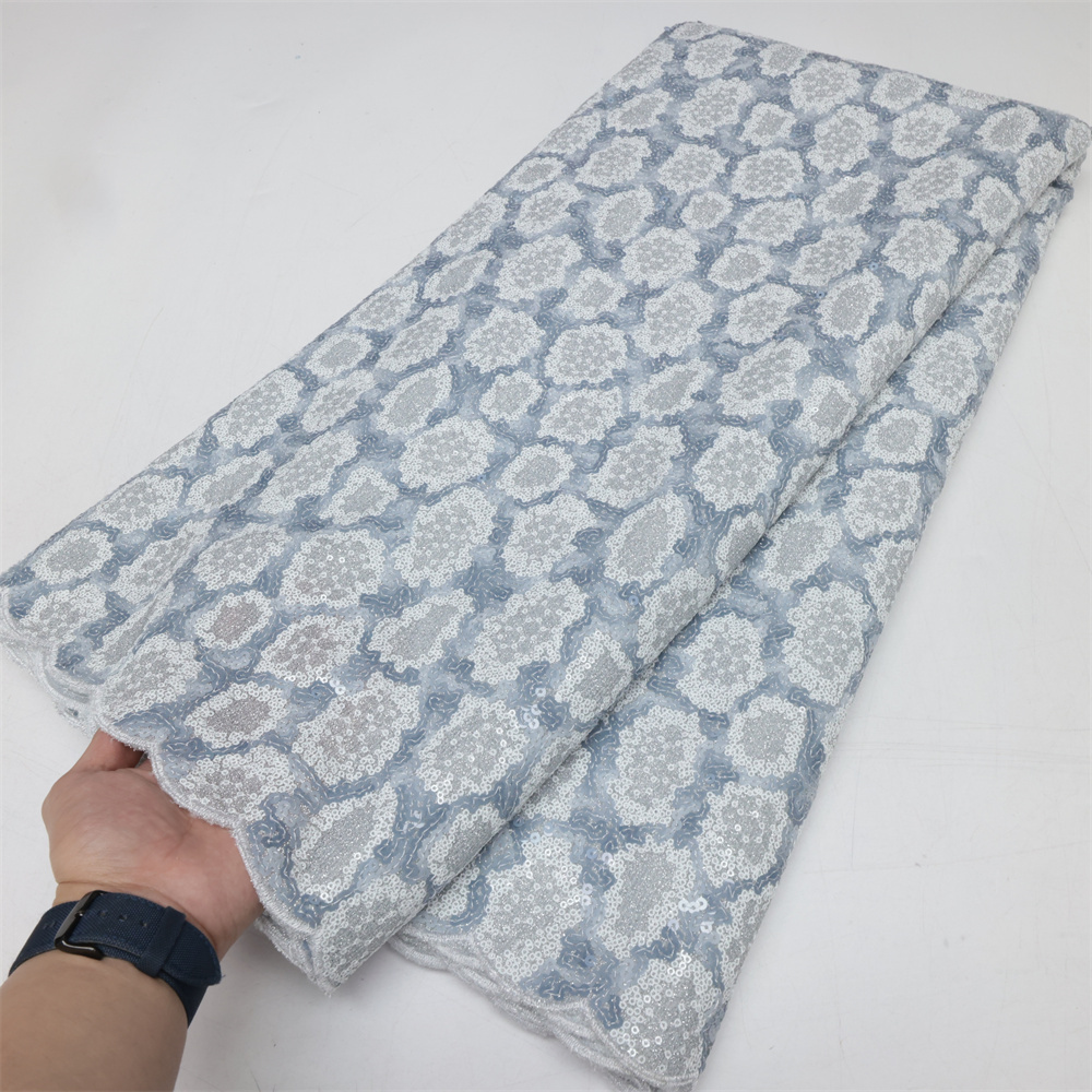 Sequenz Afrikanischer Spitzenstoff 5 Yards 2025, hochwertige Pailletten, nigerianische Hochzeit, Asoebi-Spitzenmaterial, Luxusstoffe für Kleid